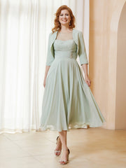 Elegant Short Sleeves Chiffon Jacket Dusty Sage