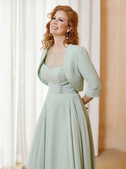 Elegant Short Sleeves Chiffon Jacket Dusty Sage