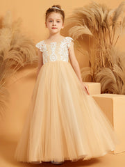 Lace Petal Fairy Illusion Neckline Flower Girl Dress