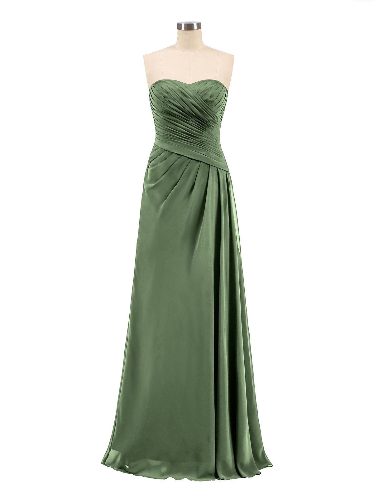 Madeline Strapless Sweetheart Neck Chiffon Bridesmaid Gown-Olive Green ...