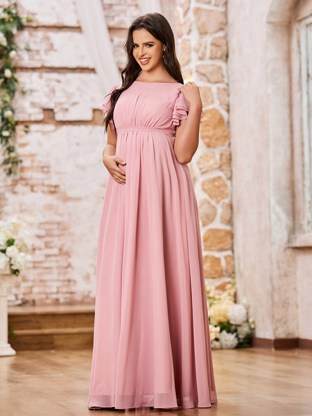 sachin and babi light blue dress OAHU Chiffon Maxi Dress with Bow Straps (Salmon Pink Chiffon) – Zoo Label main image 1
