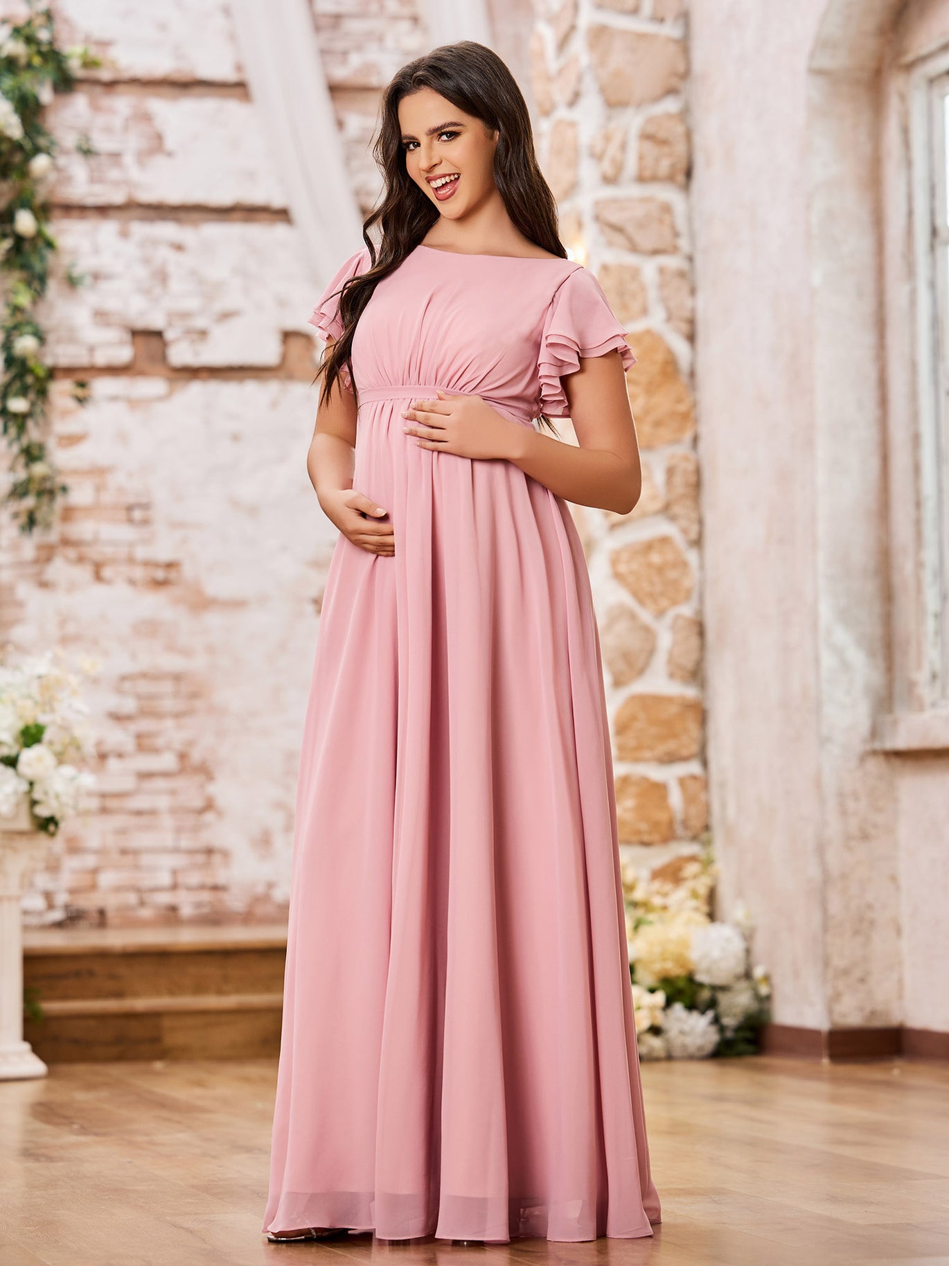 green emerald velvet dress Maternity Skye Satin Dress main image 0