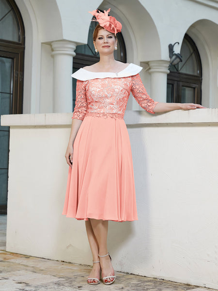 BABARONI Slimming Two-Tone Mother of the Bride Dress