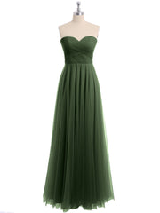 Sweetheart Strapless Neck Tulle Dresses with Bow-Olive Green