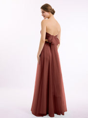 Sweetheart Strapless Neck Tulle Dresses with Bow-Terracotta Plus Size
