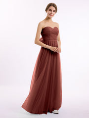 Sweetheart Strapless Neck Tulle Dresses with Bow-Terracotta