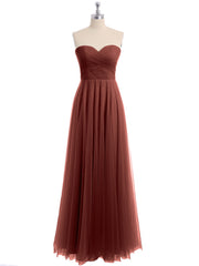 Sweetheart Strapless Neck Tulle Dresses with Bow-Terracotta