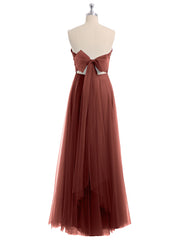 Sweetheart Strapless Neck Tulle Dresses with Bow-Terracotta Plus Size