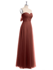 Sweetheart Strapless Neck Tulle Dresses with Bow-Terracotta Plus Size