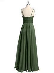 Spaghetti Straps Chiffon and Lace Dresses-Olive Green