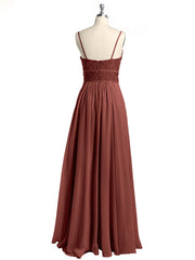 Spaghetti Straps Chiffon and Lace Dresses-Terracotta
