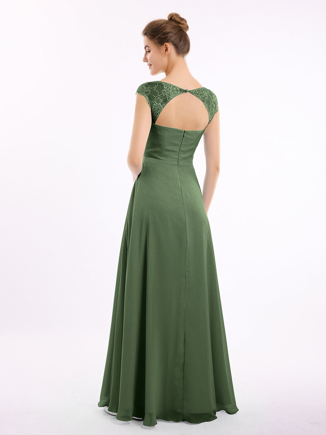 Halter Floor-length Chiffon Bridesmaid Dresses Olive Green
