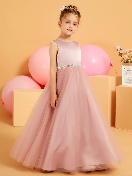 Square Neck Satin Gown with Ruched Waist Dusty Rose main image 1