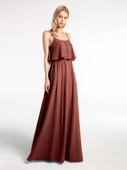 Spaghetti Strap Scoop Neck Layered Bodice Dress-Terracotta Plus Size
