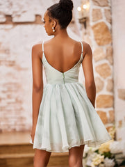 Spaghetti Straps Princess Print Chiffon Mini Dresses