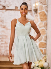 Spaghetti Straps Princess Print Chiffon Mini Dresses