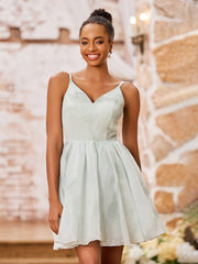 Spaghetti Straps Princess Print Chiffon Mini Dresses