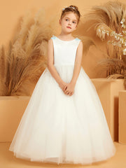 Matte Satin Floor Length Flower Girl Dress