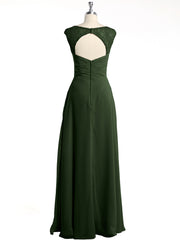 Lace Straps V-neck Chiffon Dresses with Pockets-Olive Green Plus Size