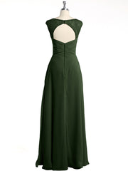 Lace Straps V-neck Chiffon Dresses with Pockets-Olive Green