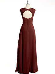 Lace Straps V-neck Chiffon Dresses with Pockets-Terracotta