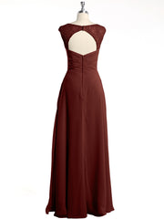 Lace Straps V-neck Chiffon Dresses with Pockets-Terracotta Plus Size