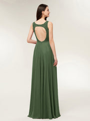 Open Back Dress with Lace Bodice-Olive Green Plus Size
