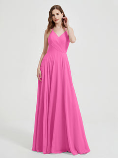 V-neck Cross Back Chiffon Bridesmaid Dresses-Azalea Plus Size