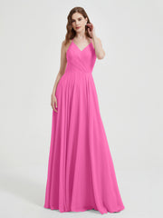 V-neck Cross Back Chiffon Bridesmaid Dresses-Azalea