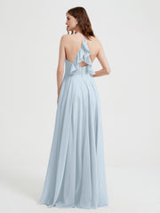 V-neck Cross Back Chiffon Bridesmaid Dresses-Mist