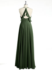 V-neck Cross Back Chiffon Bridesmaid Dresses-Olive Green Plus Size