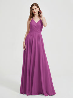 V-neck Cross Back Chiffon Bridesmaid Dresses-Orchid Plus Size