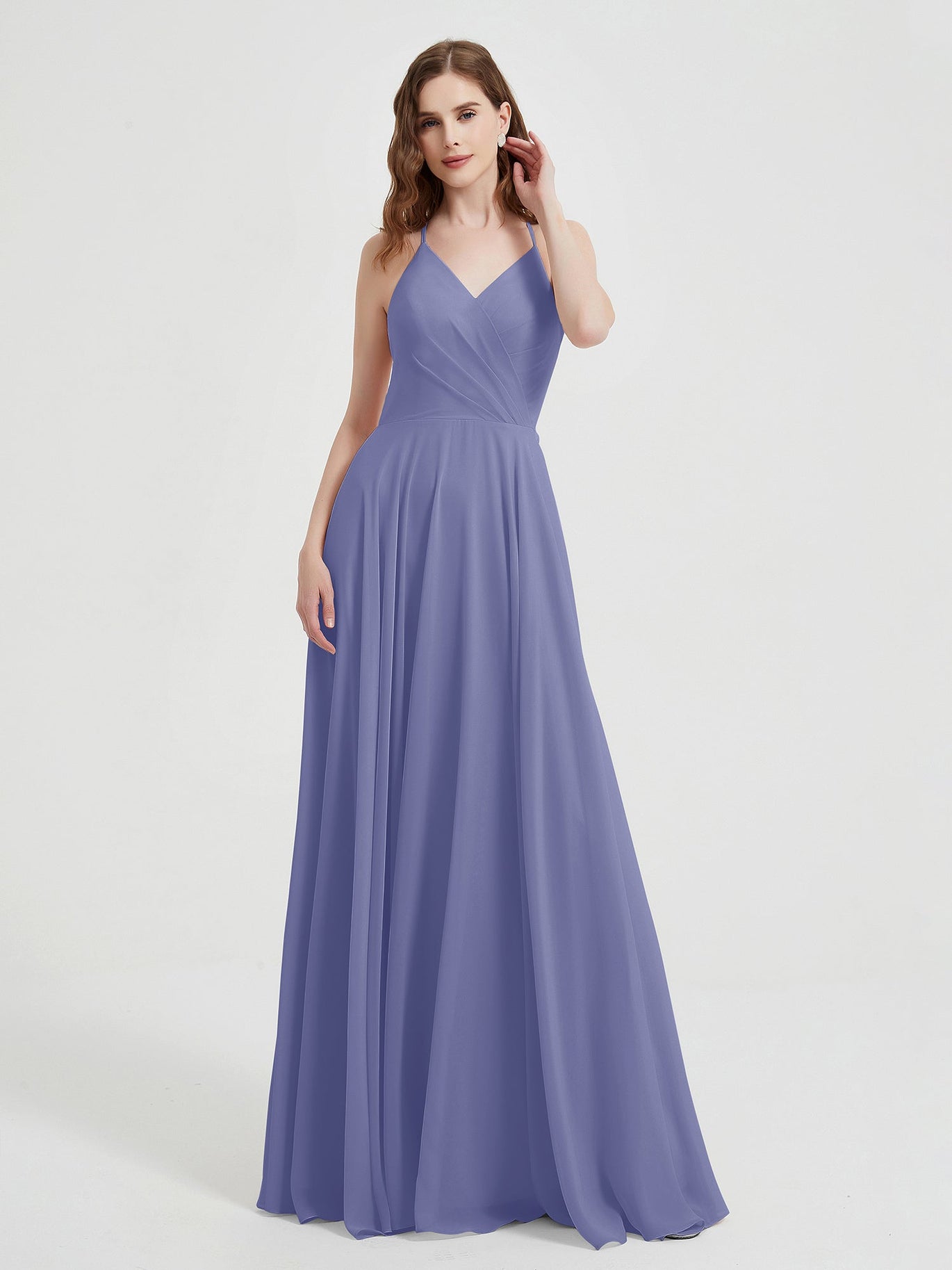 periwinkle purple bridesmaid dresses BABARONI Illusion Neckline Lace and Tulle Maxi Dress-Periwinkle Plus Size, Periwinkle / US18 main image 1