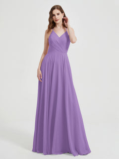 V-neck Cross Back Chiffon Bridesmaid Dresses-Tahiti Plus Size