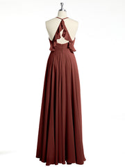 V-neck Cross Back Chiffon Bridesmaid Dresses-Terracotta Plus Size