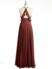 V-neck Cross Back Chiffon Bridesmaid Dresses-Terracotta