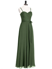 Spaghestti Strap Chiffon Dress with Sweetheart NECK-Olive Green Plus Size