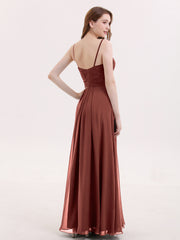 Spaghestti Strap Chiffon Dress with Sweetheart NECK-Terracotta Plus Size