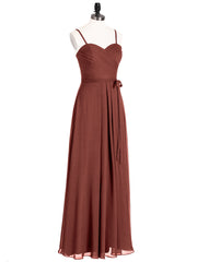 Spaghestti Strap Chiffon Dress with Sweetheart NECK-Terracotta