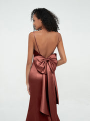 Spaghetti Straps Satin Mermaid Dresses-Terracotta Plus Size
