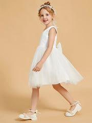 Charming V-Neck Flower Girl Dresses with Bowknot Accents