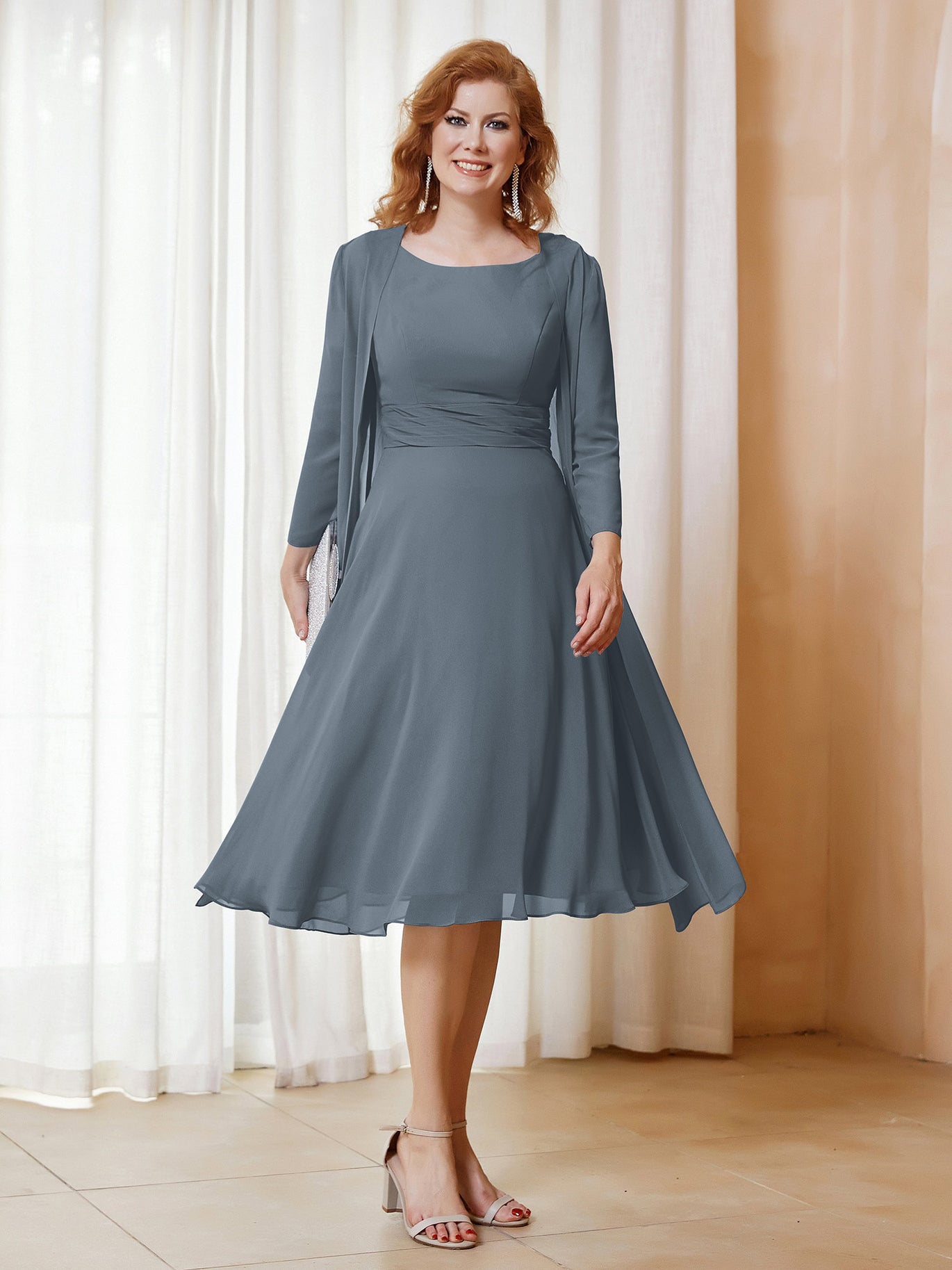 Slate Blue Mother of the Bride Dresses BABARONI Slate Blue Mother of the Bride Dresses BABARONI