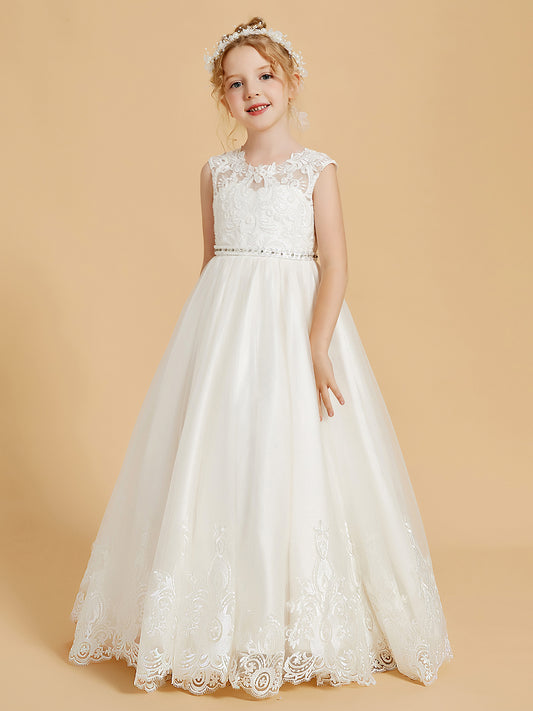 Charming Sleeveless Flower Girl Dresses with Lace Applique