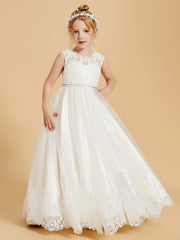 Charming Sleeveless Flower Girl Dresses with Lace Applique