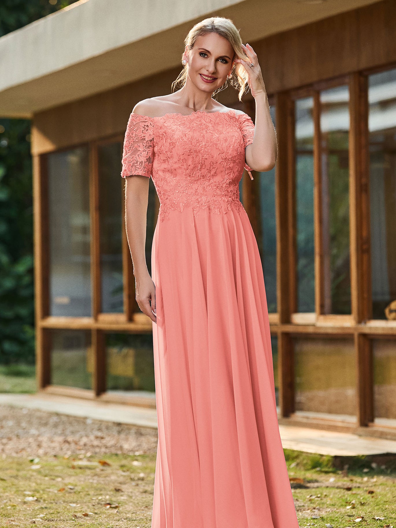 Coral Mother of the Bride Dresses BABARONI Coral Mother of the Bride Dresses BABARONI