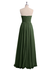 Strapless Long Chiffon Bridesmaid Dresses-Olive Green