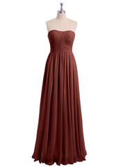 Strapless Long Chiffon Bridesmaid Dresses-Terracotta