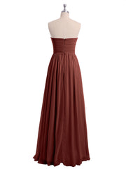 Strapless Long Chiffon Bridesmaid Dresses-Terracotta