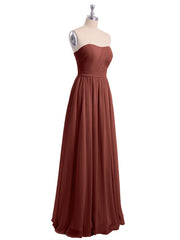 Strapless Long Chiffon Bridesmaid Dresses-Terracotta