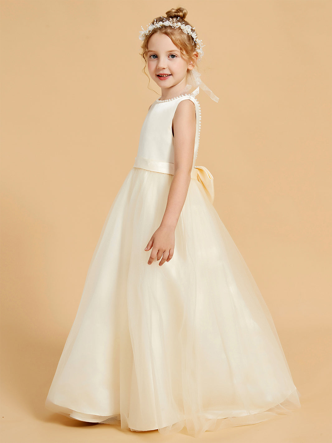 BABARONI Flower Girl Dress - Beaded Beauty Tulle Ball Gown with Princess Silhouette BABARONI Flower Girl Dress - Beaded Beauty Tulle Ball Gown with Princess Silhouette